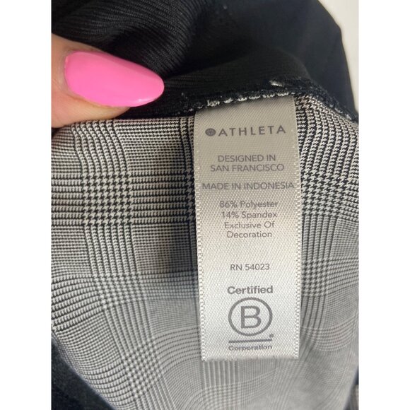 Athleta Brooklyn Plaid Ankle Pant In Black & White-sz 2P - Picture 11 of 13